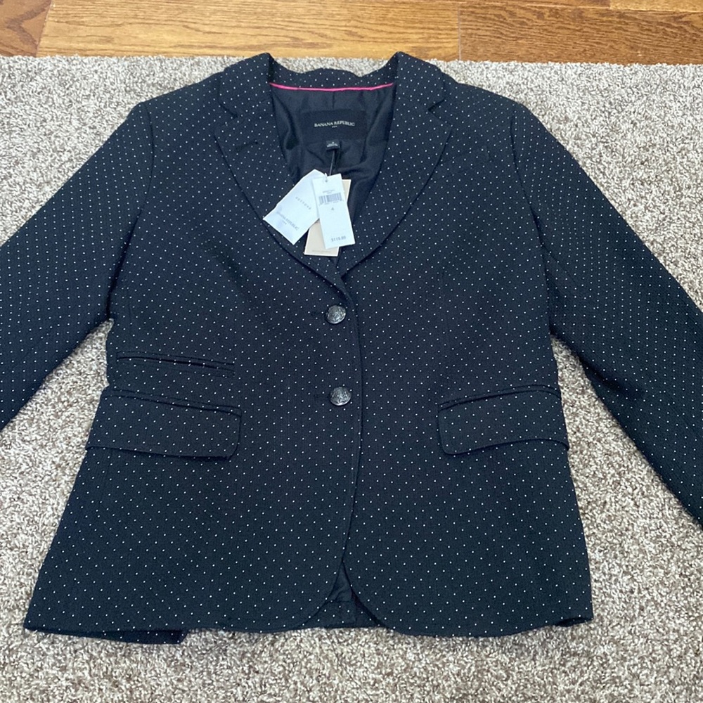 NWT Banana republic factory black polka dot blazer